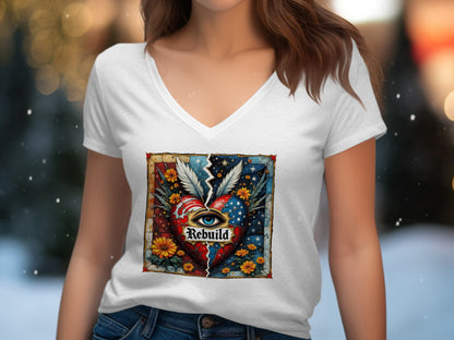 Rebuild Heart Eye Design with Wings T-Shirt product