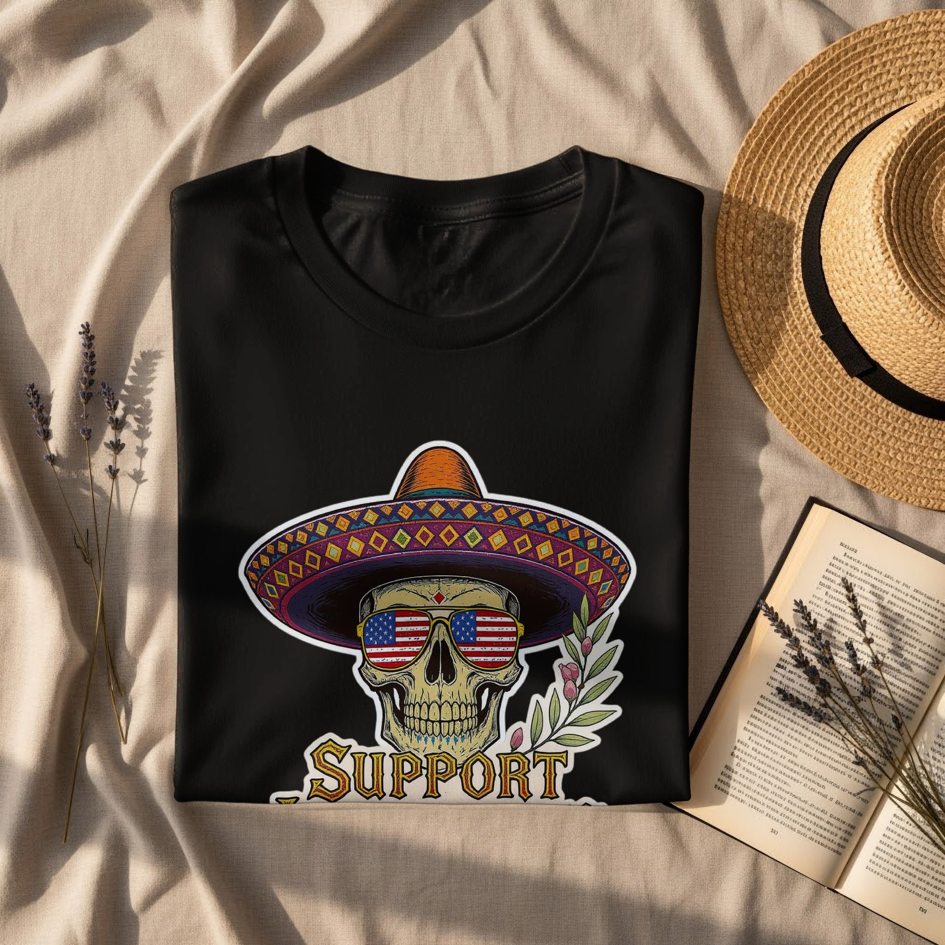 Skull with Sombrero Support Graphic Tee product