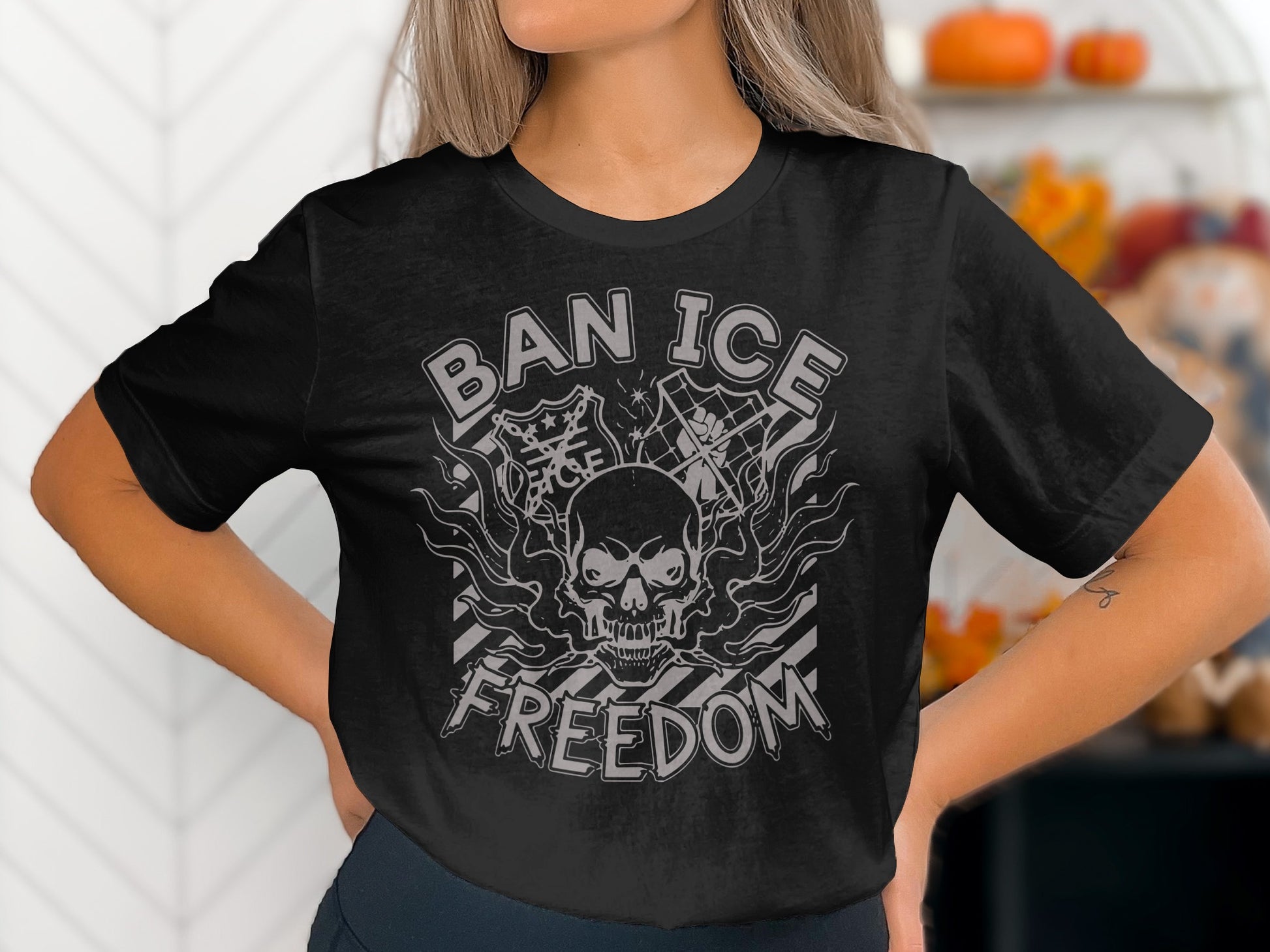 Ban ICE Freedom Graphic Design T-shirt