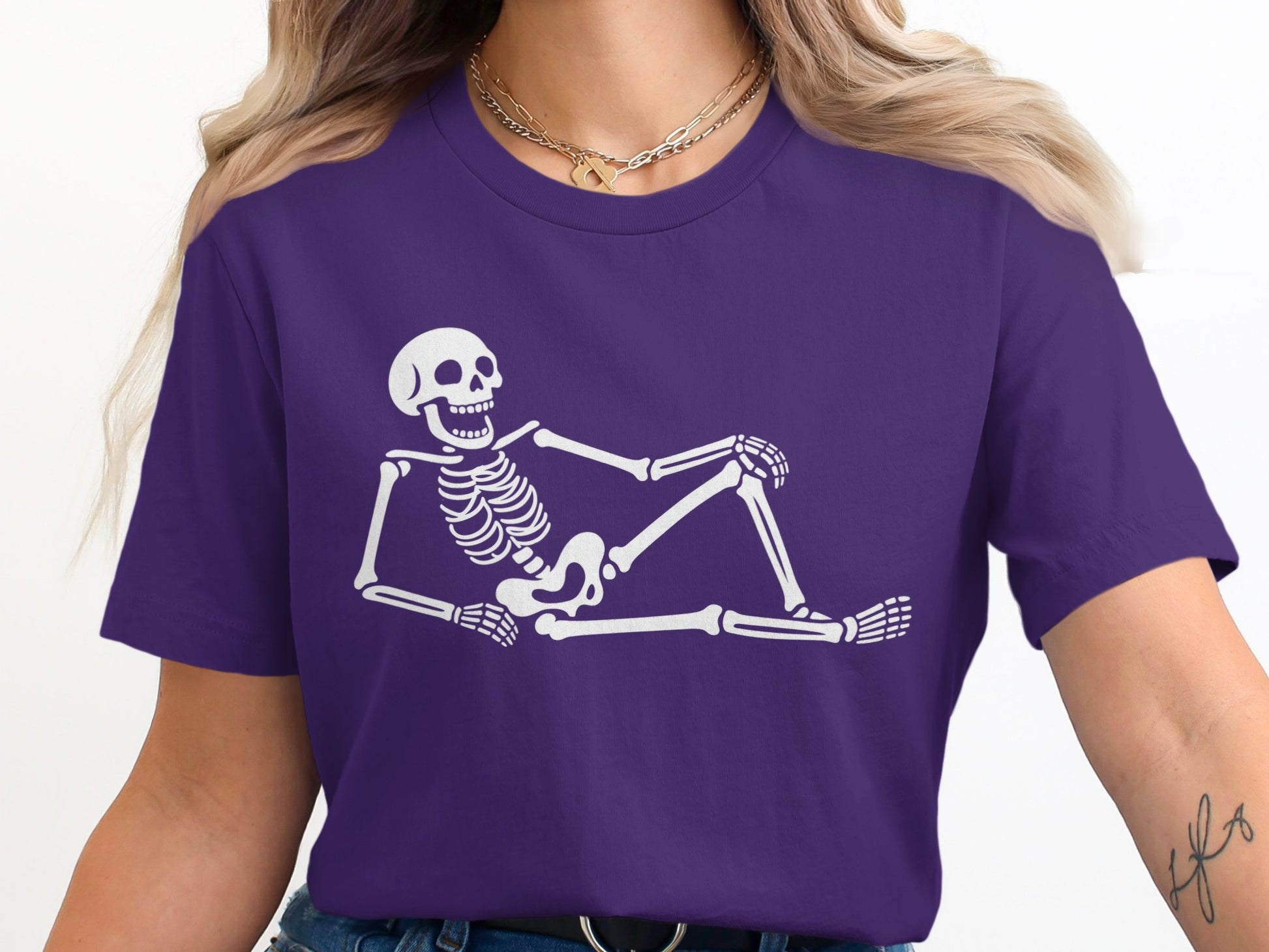 Relaxed Skeleton Graphic Purple T-Shirt product type