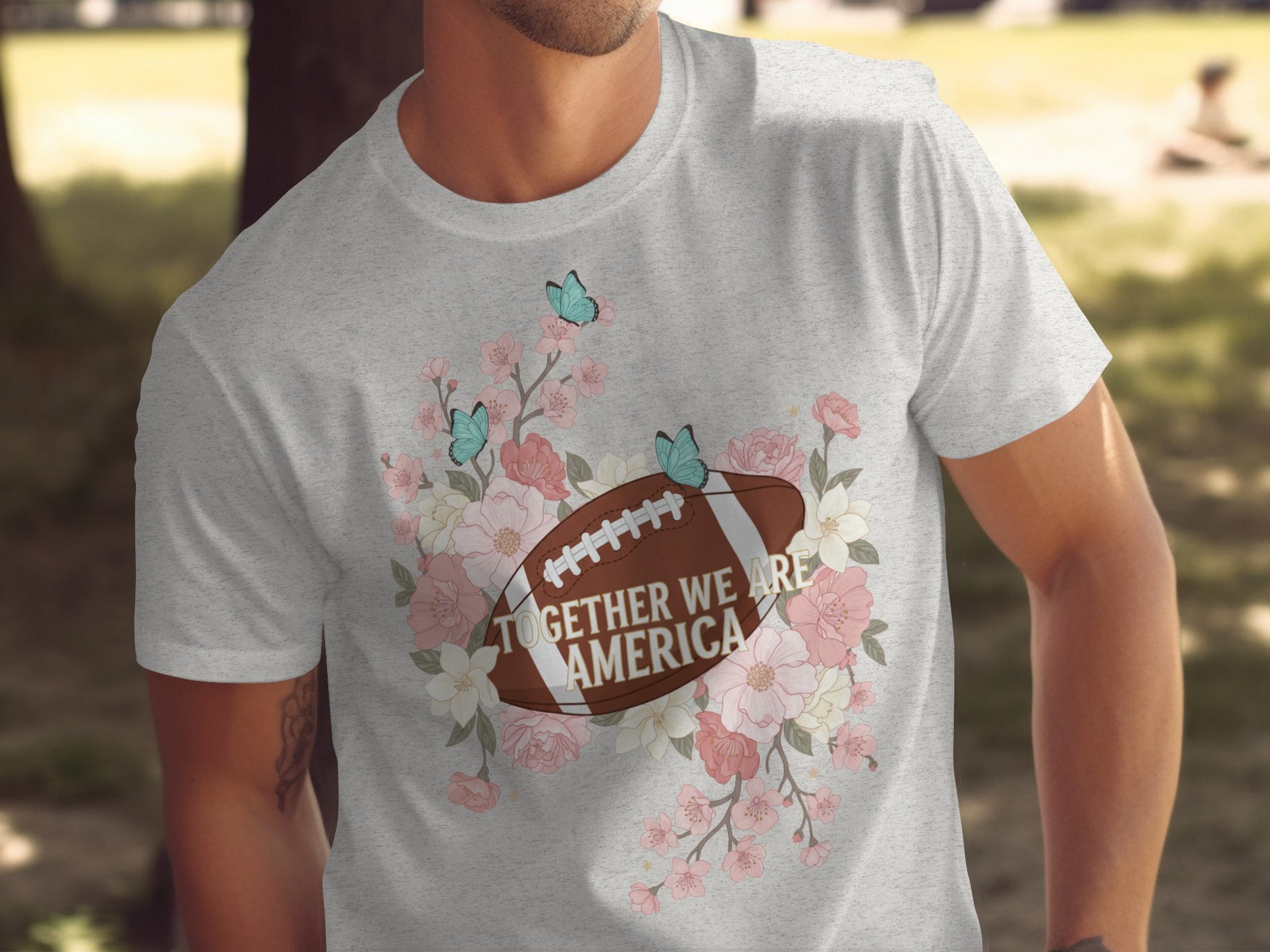 Together We Are America Floral Football T-shirt