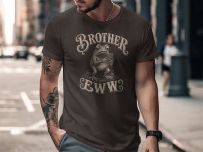 Brown t-shirt with "BROTHER EWW" text and frog illustration.