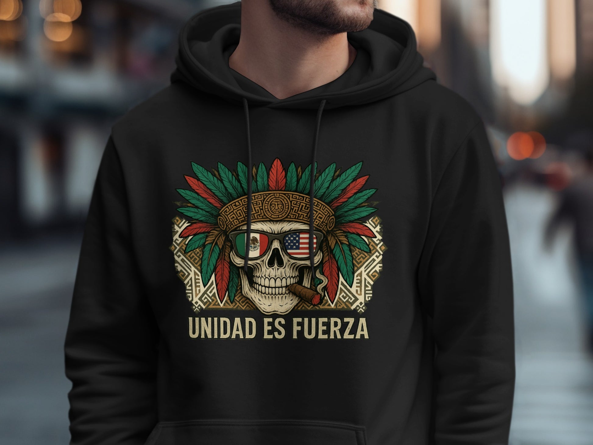 Patriotic Skull Hoodie with Cultural Design