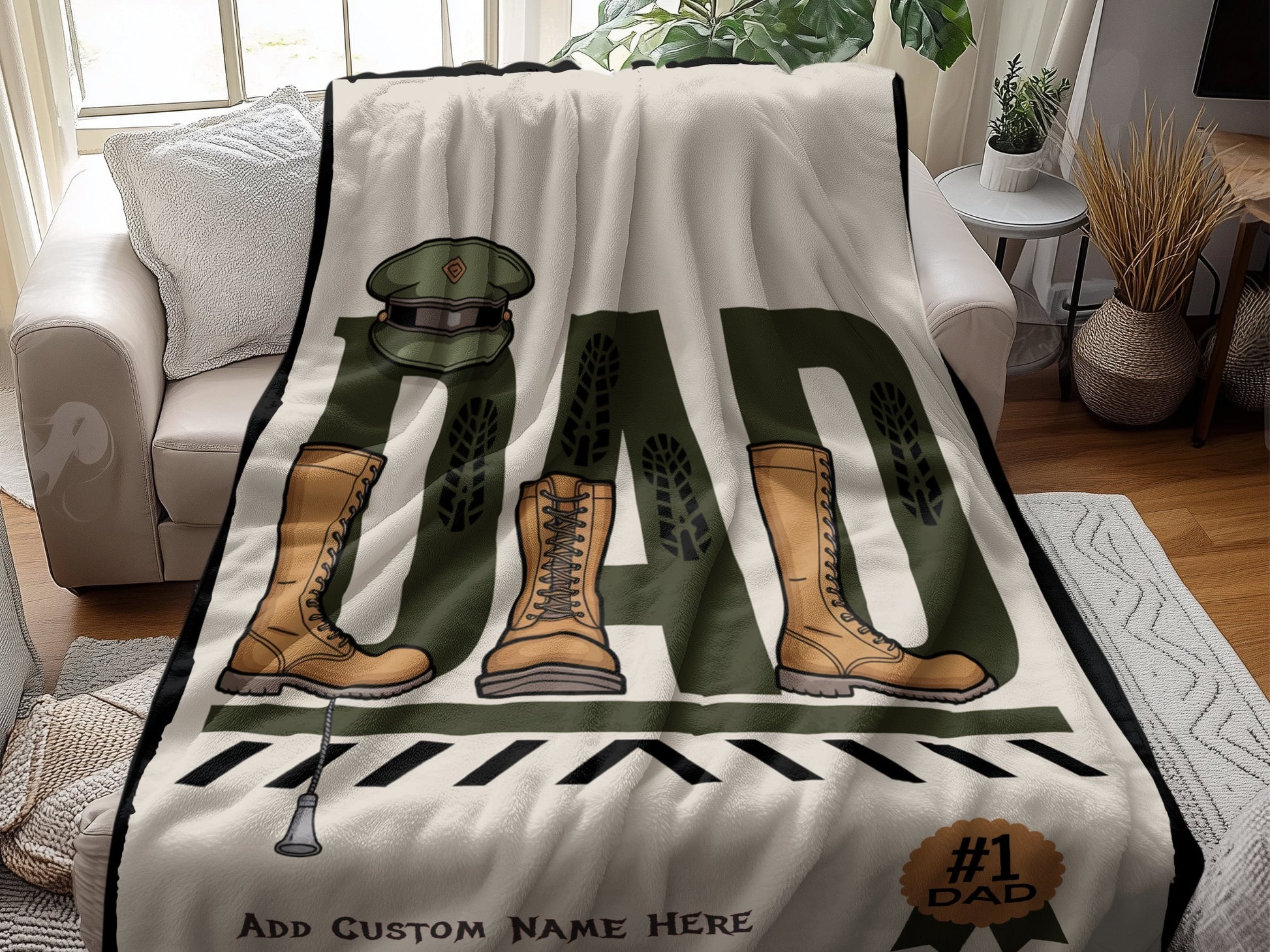 Personalized Military Dad Boots Comfortable Blanket product