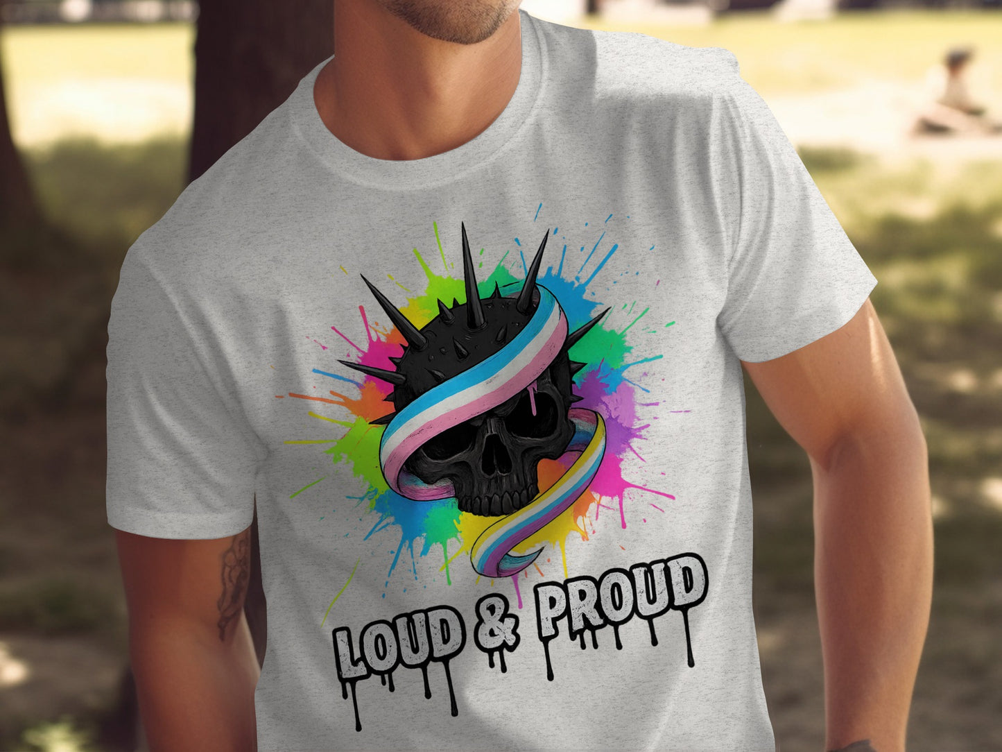Loud and Proud Colorful Skull Design T-Shirt