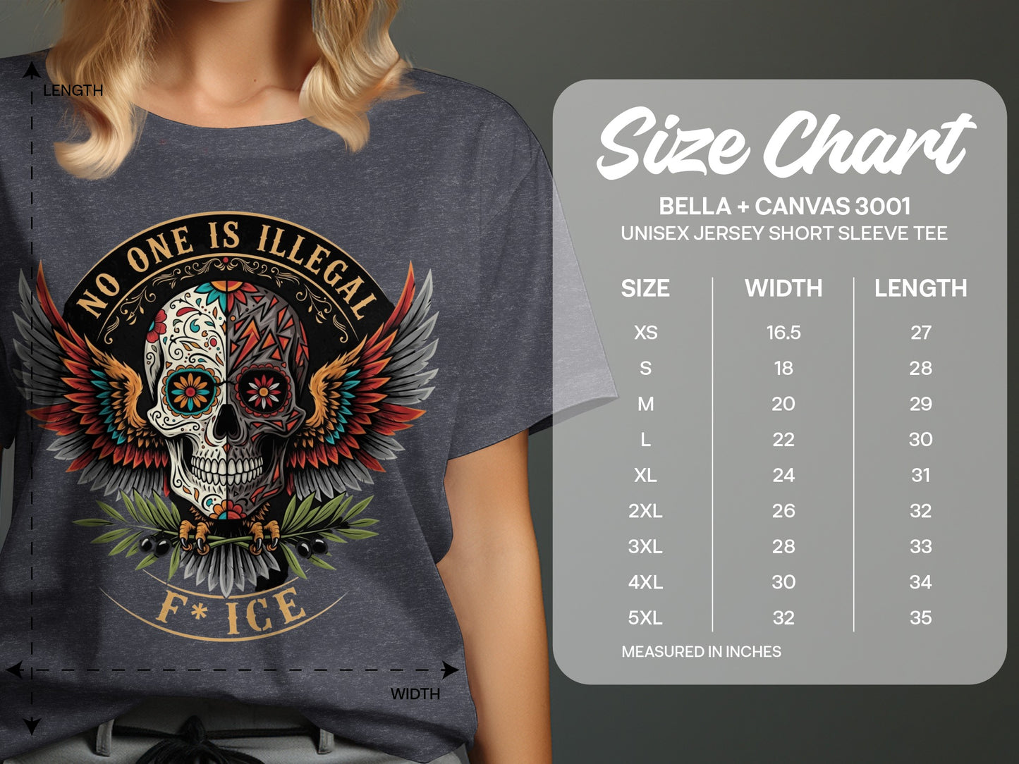 No One Is Illegal F ICE Skull Graphic Tee product