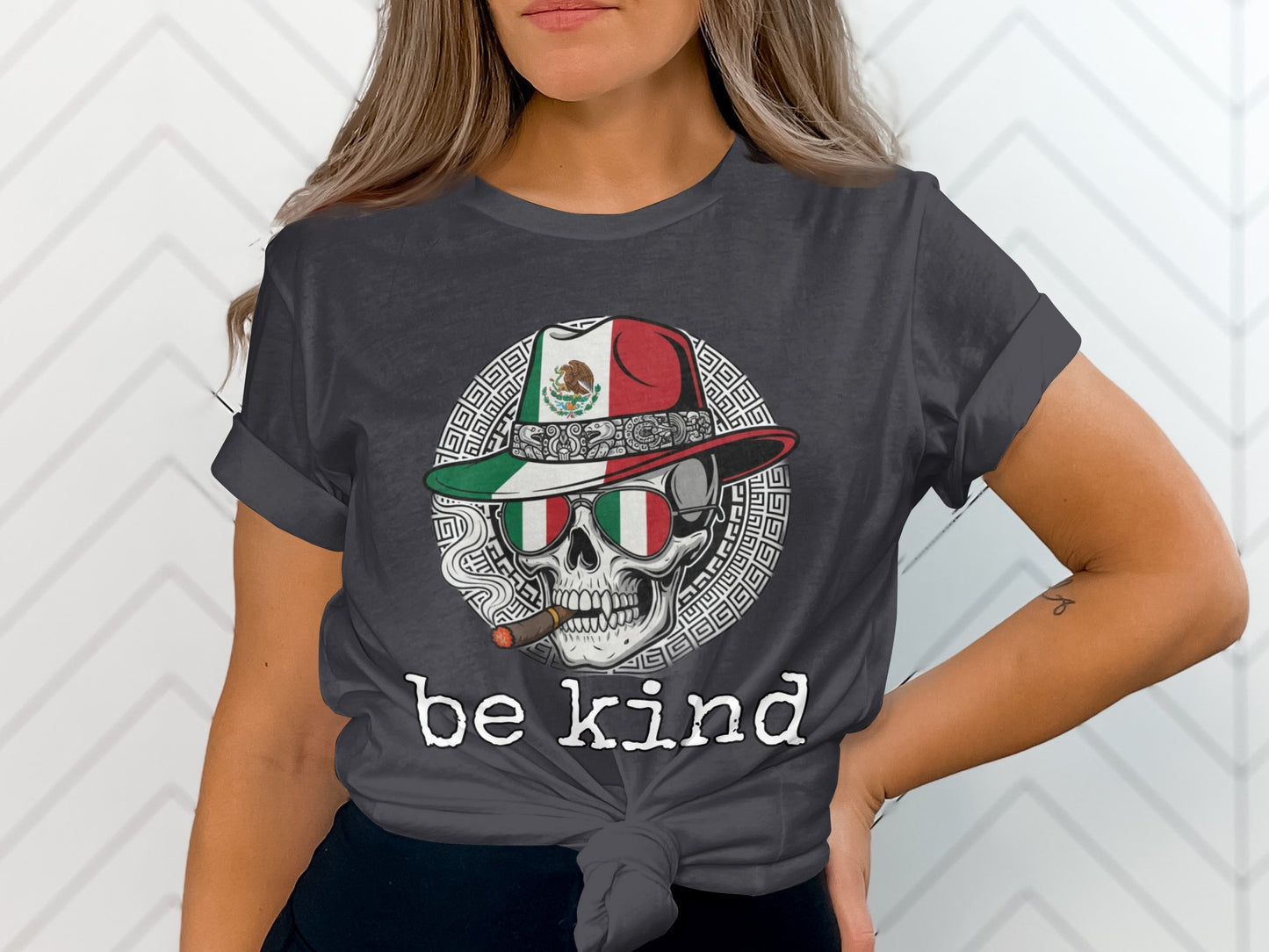 Be Kind Skull with Hat and Glasses T-Shirt