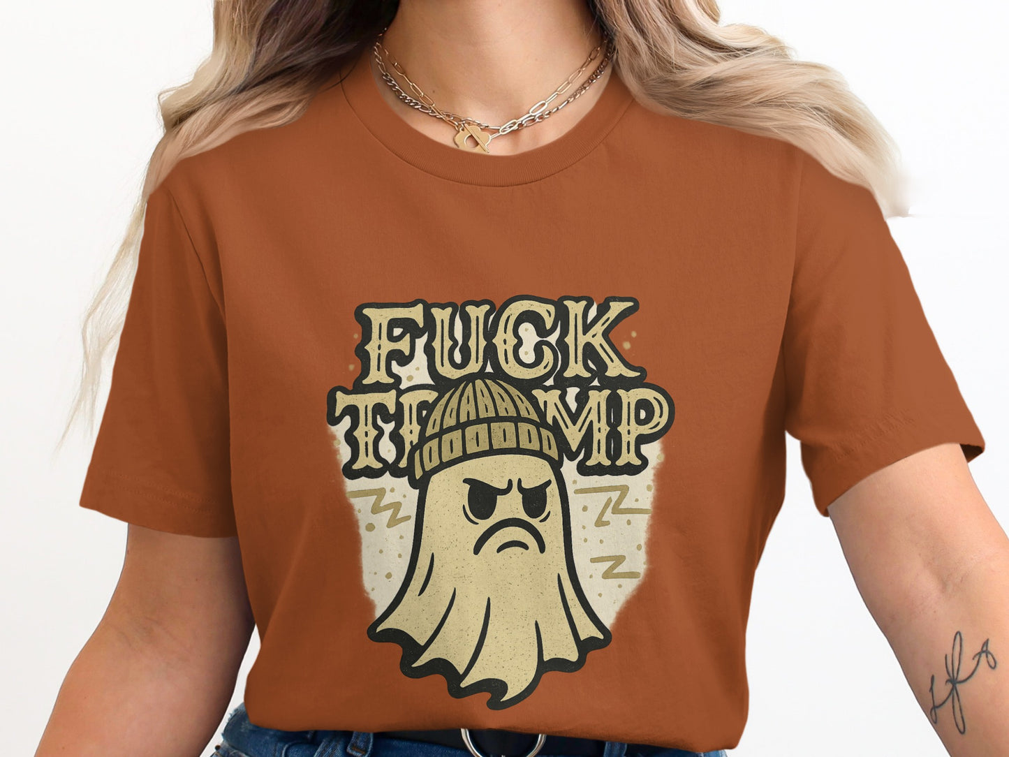 Ghost Wearing Beanie Fuck Trump Statement Shirt product