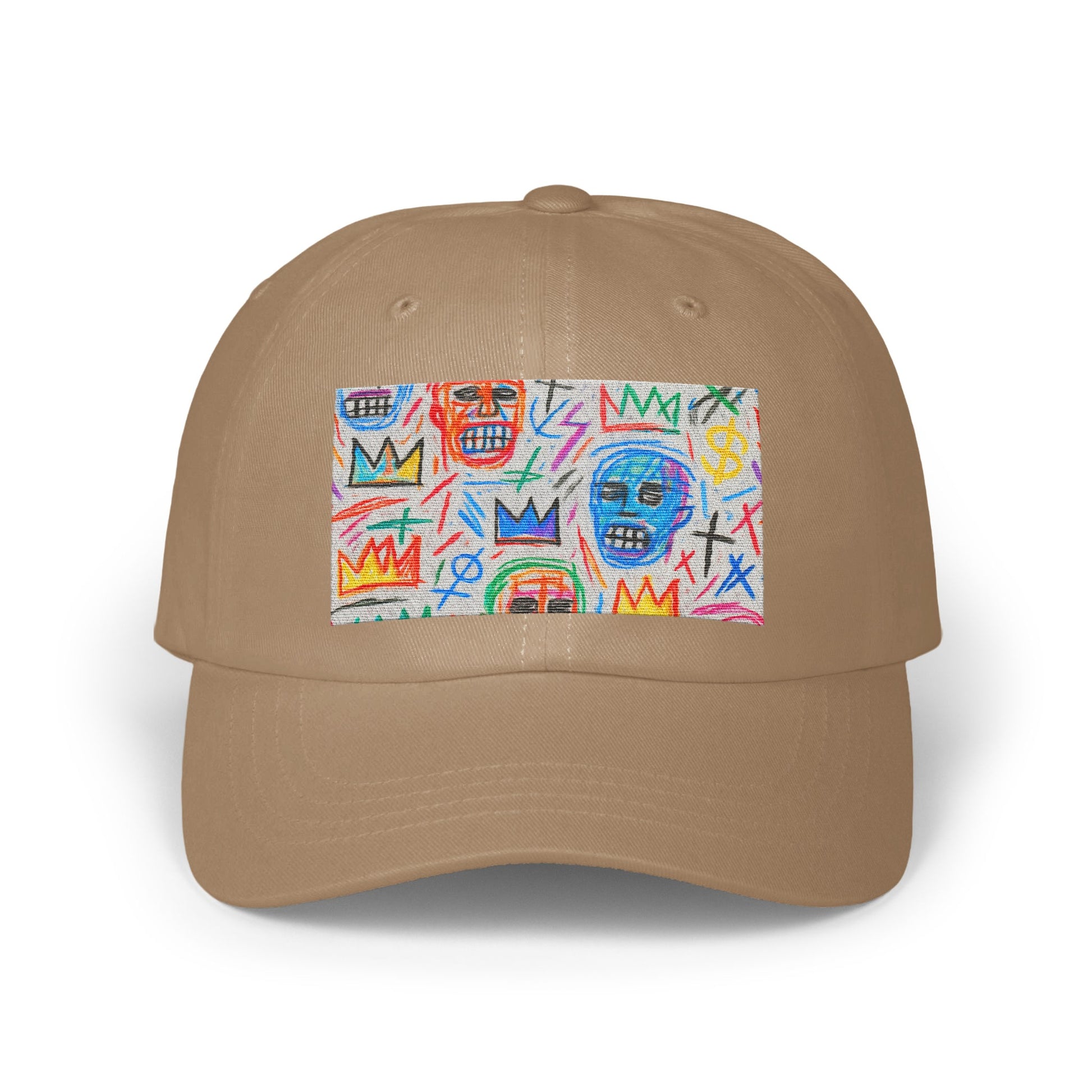 Colorful Abstract Faces Design on a Beige Hat product type