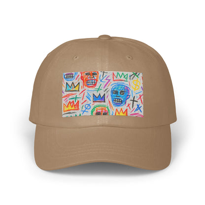 Colorful Abstract Faces Design on a Beige Hat product type