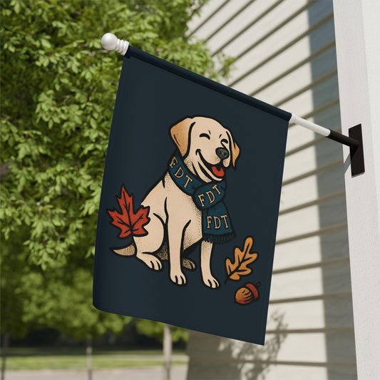 Happy Dog with Scarf Garden Flag Decor Yard Banner
