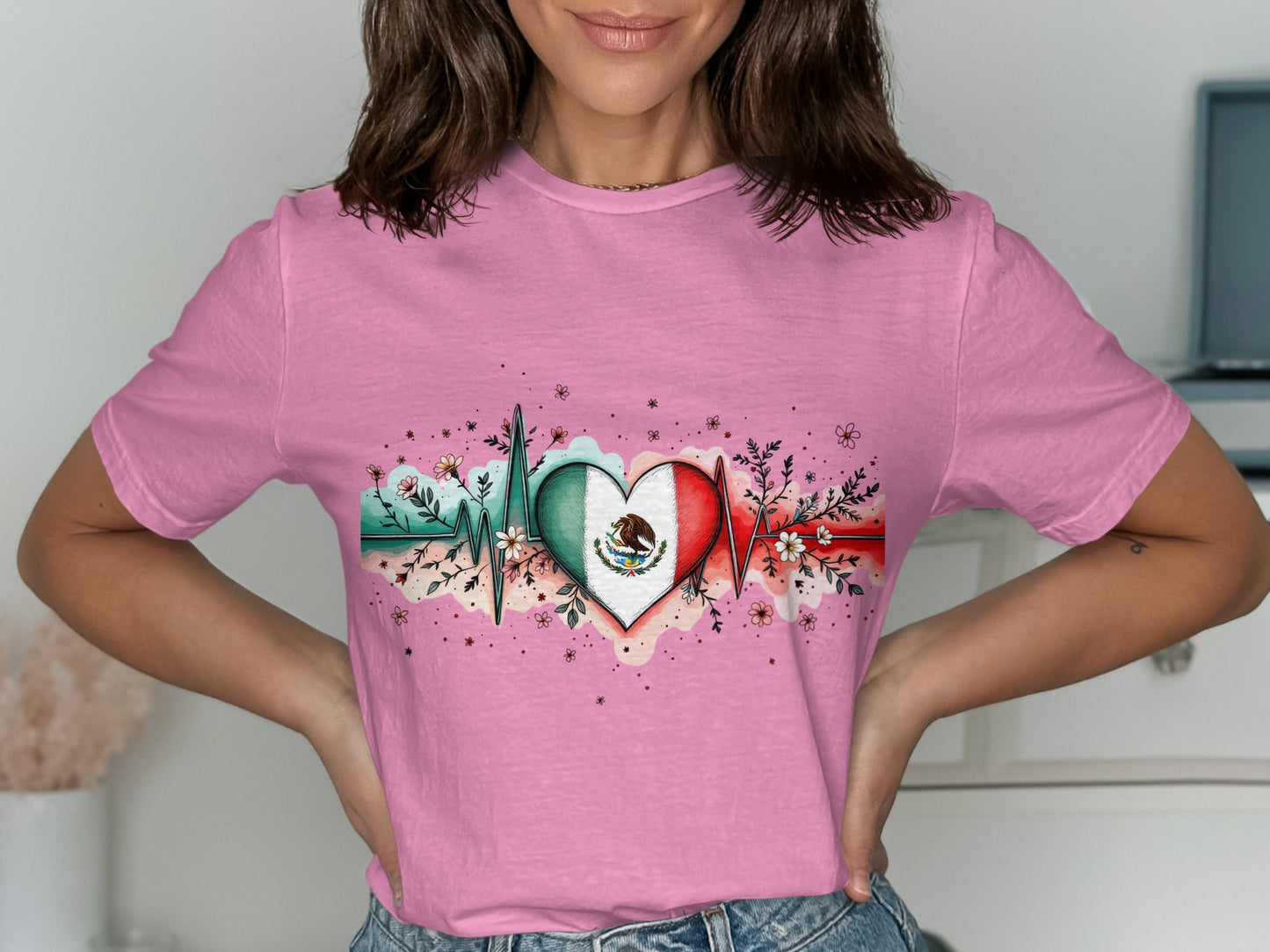 Mexican Flag Heartbeat Graphic T Shirt product type