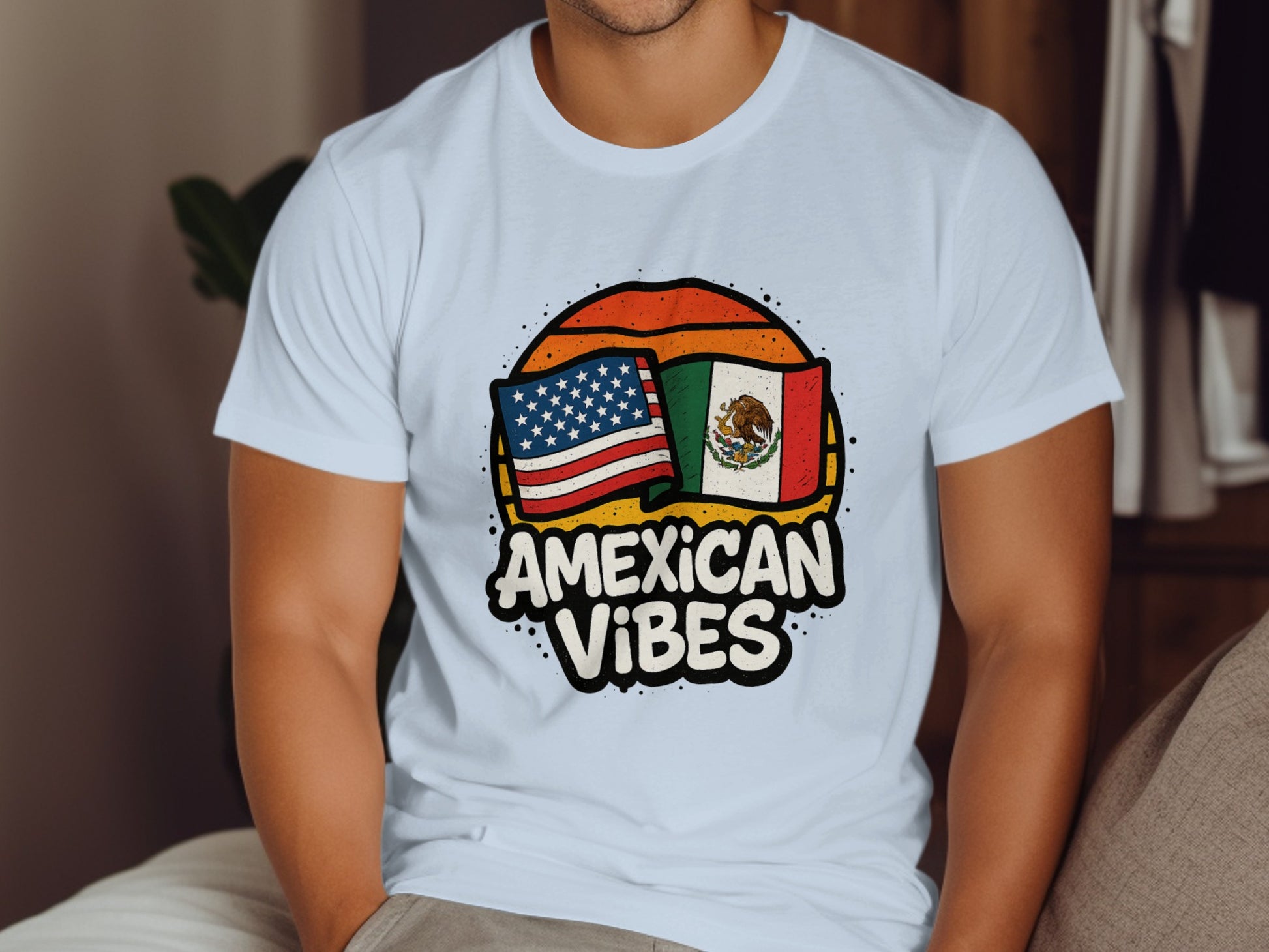 Amexican Vibes USA Mexico Flag Design T-Shirt product
