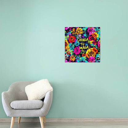 Chinga Tu Maga Metal Print, High Gloss Floral Art, Wall Decor, Gift for Home, Vibrant Aluminum Print, Tropical Wall Display