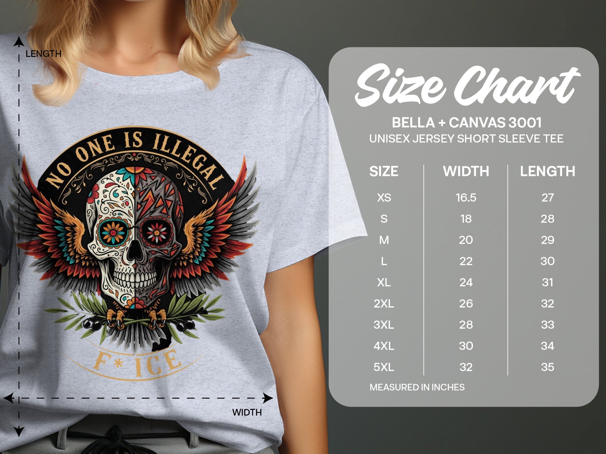 No One Is Illegal Skull Artwork Short Sleeve Tee product type