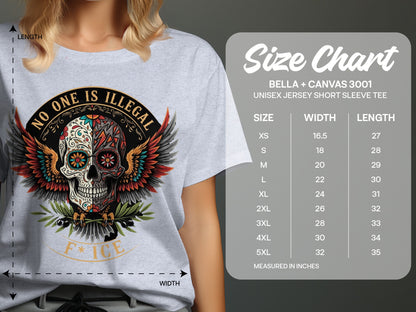 No One Is Illegal Skull Artwork Short Sleeve Tee product type