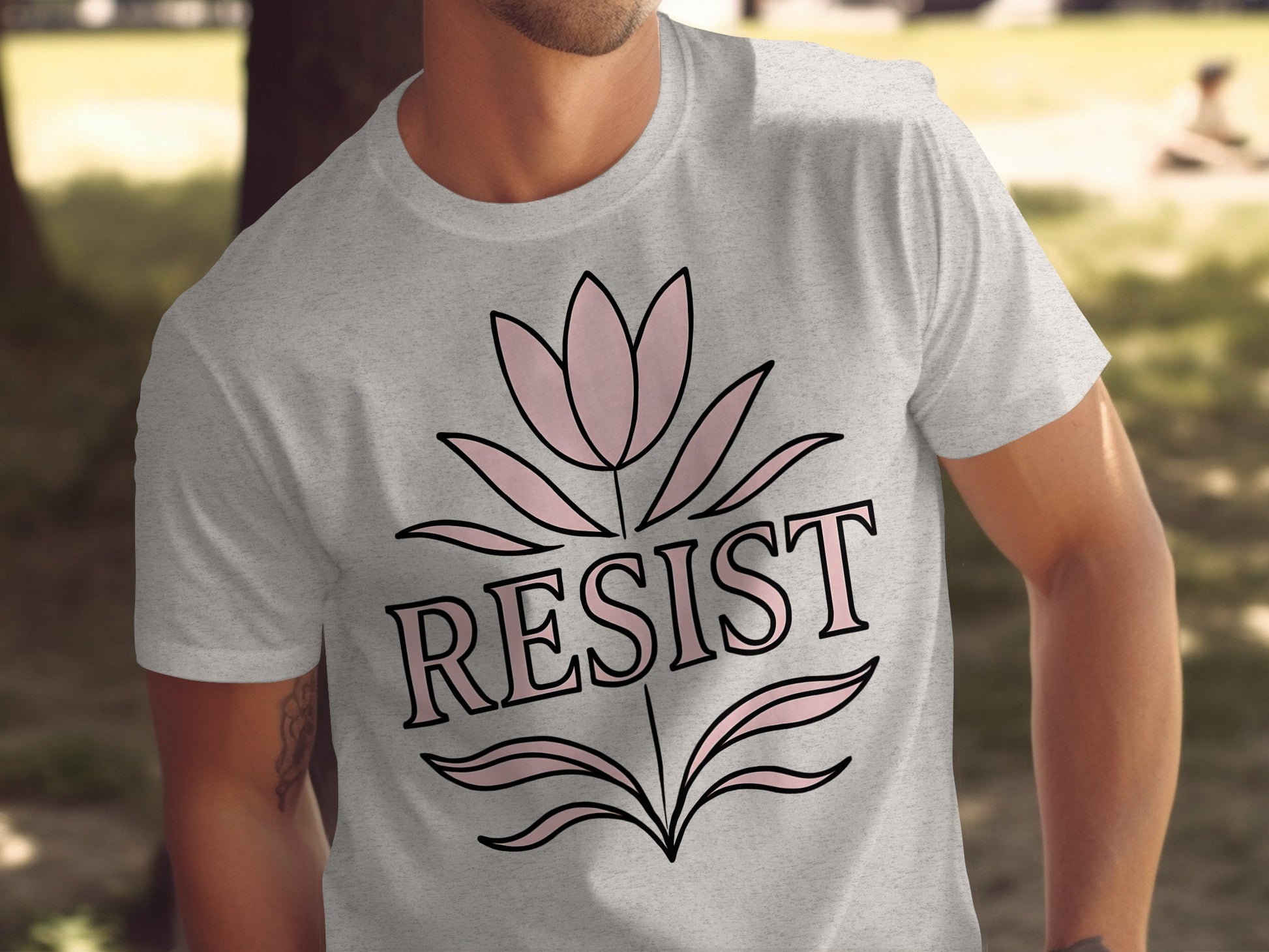 Resist Floral Design Print on T-Shirt Apparel product