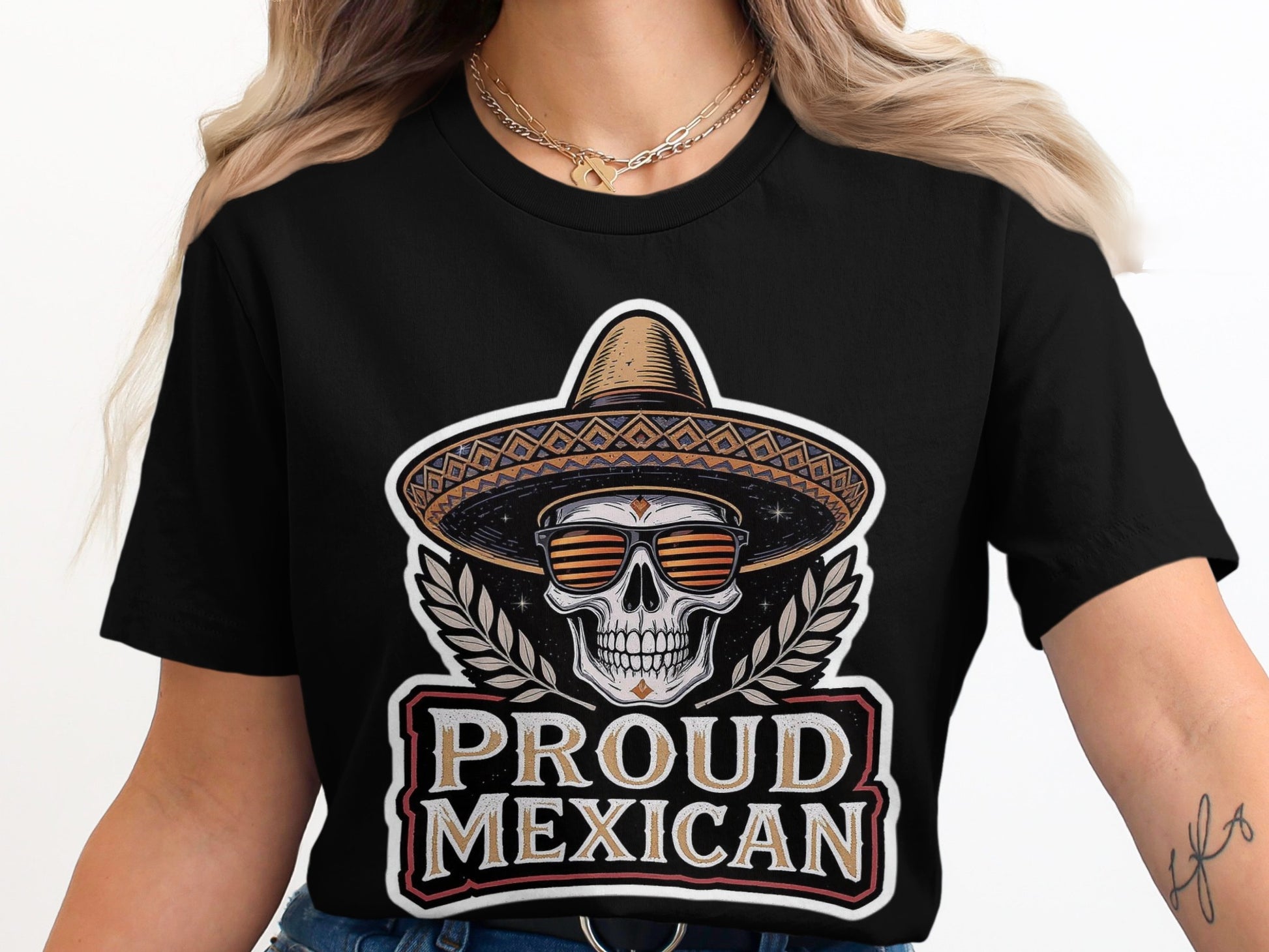 Proud Mexican Skull with Hat Perfect Graphic T-Shirt product type