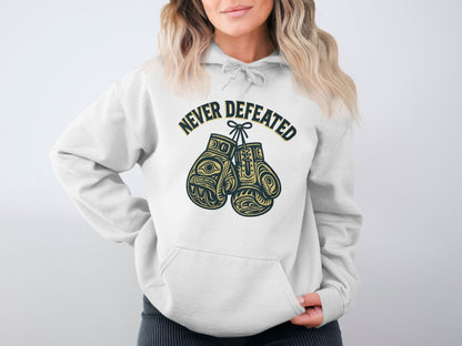 Never Defeated Boxing Gloves Printed Hoodie product