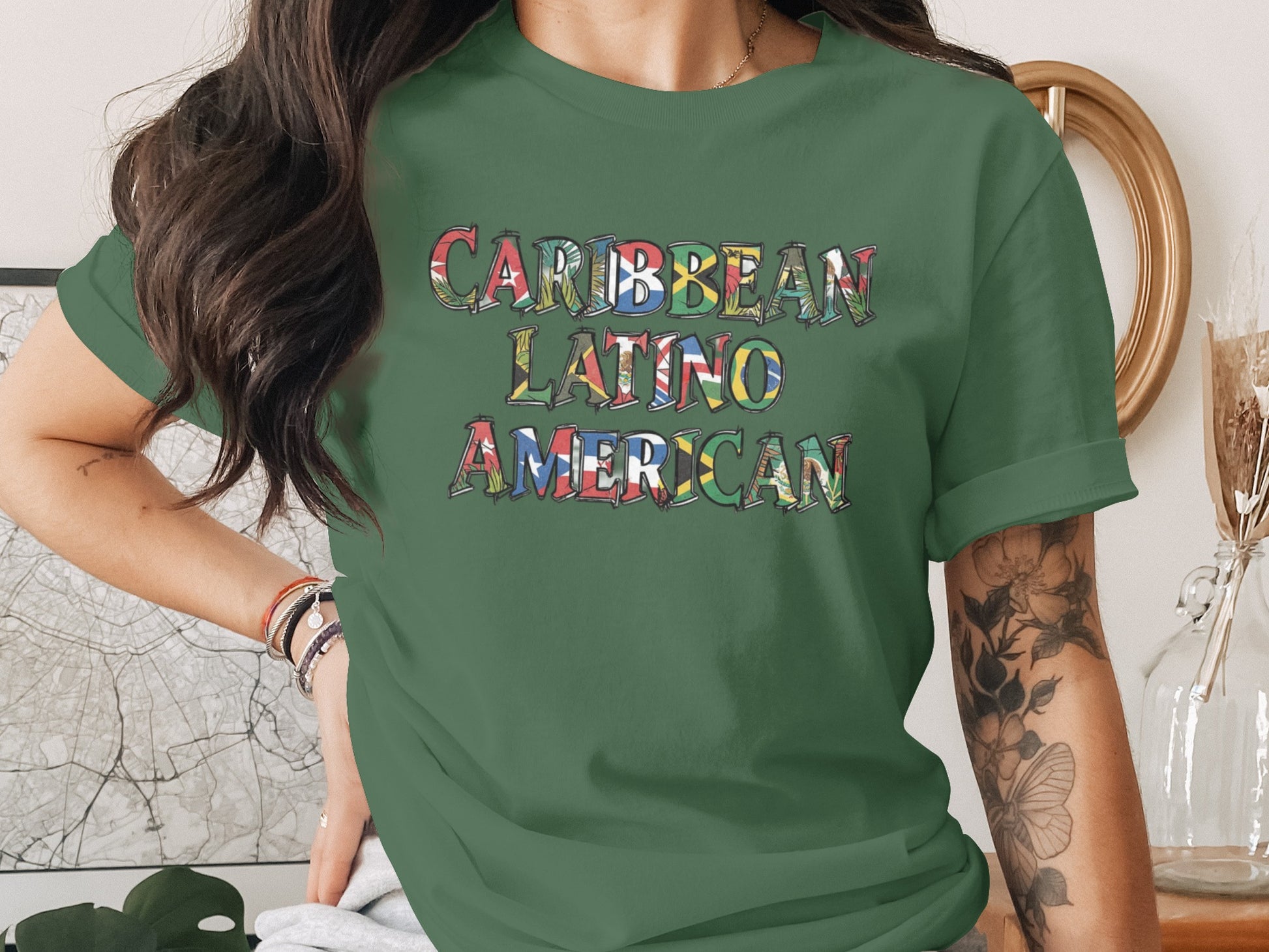 Caribbean Latino American vibrant graphic tee
