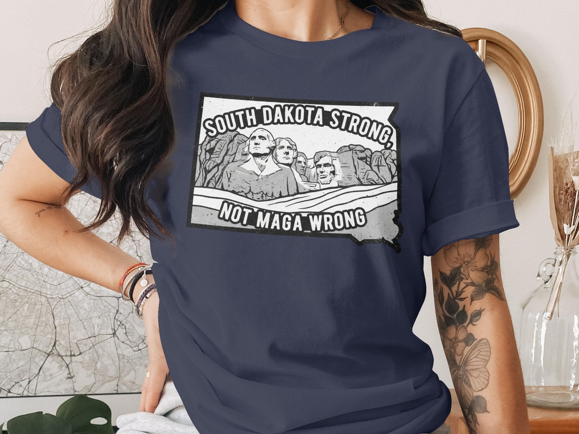 South Dakota Strong Not Maga Wrong graphic t-shirt product