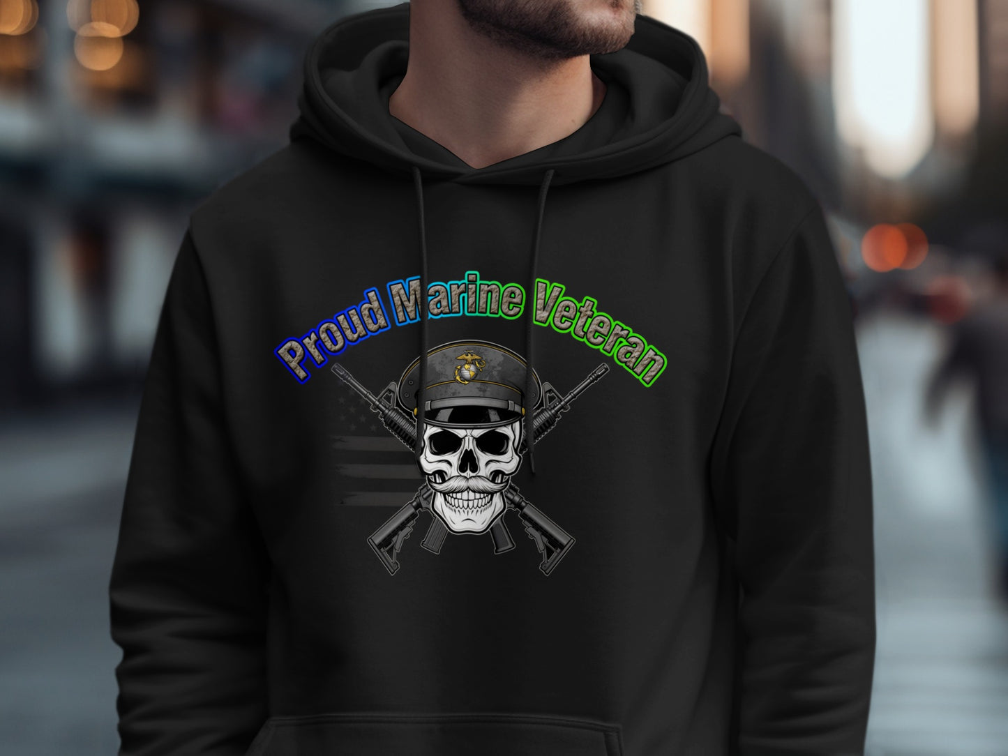 Proud Marine Veteran Skull Hoodie