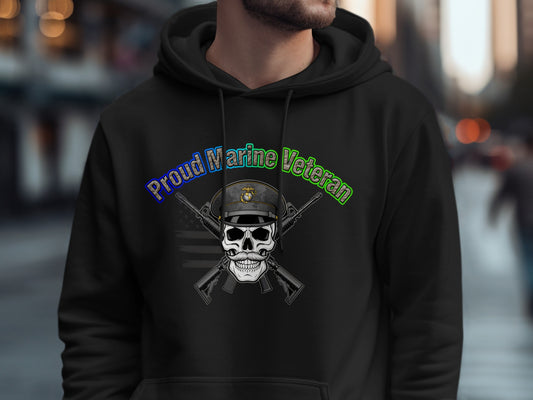 Proud Marine Veteran Skull Hoodie