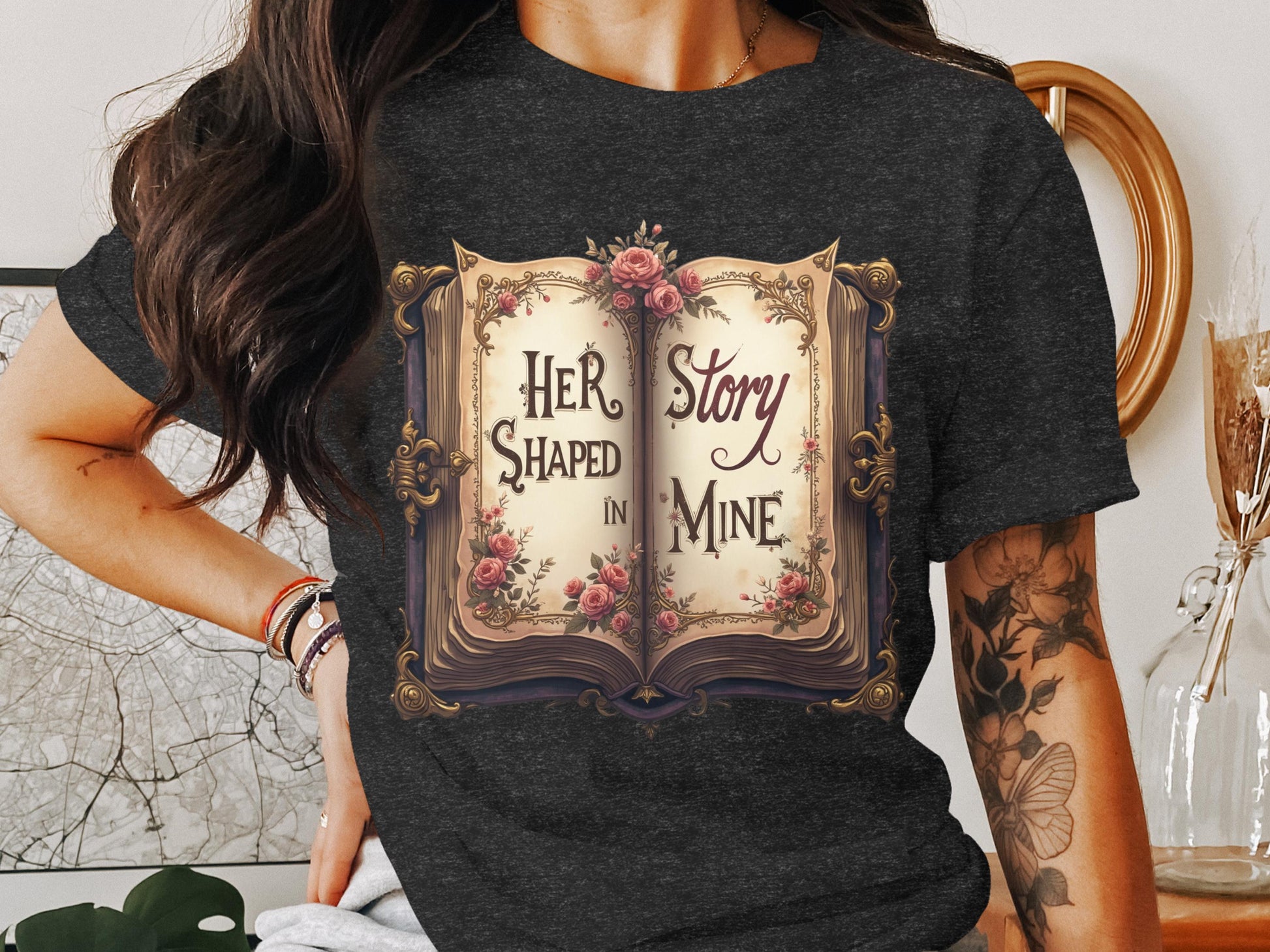 Her Story Shaped in Mine Book Style Shirt Product