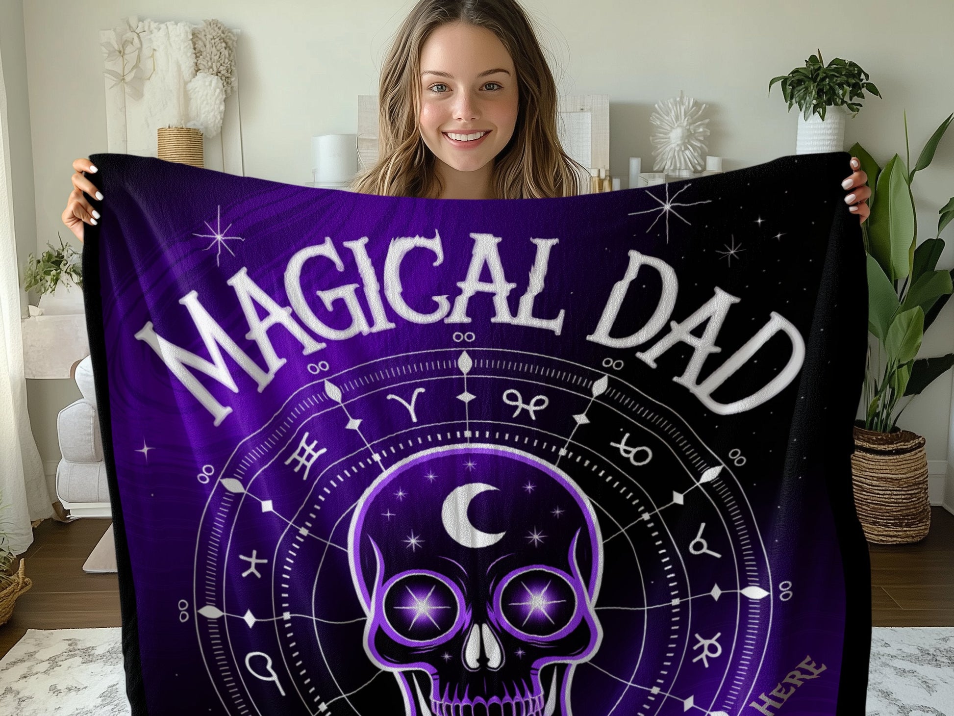 Magical Dad Purple Blanket with Skull Design blanket product