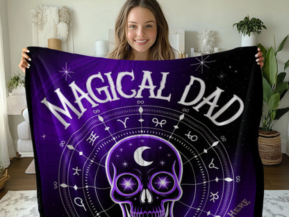 Magical Dad Purple Blanket with Skull Design blanket product