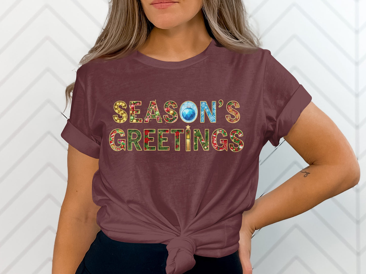 Season's Greetings Text Casual Shirt