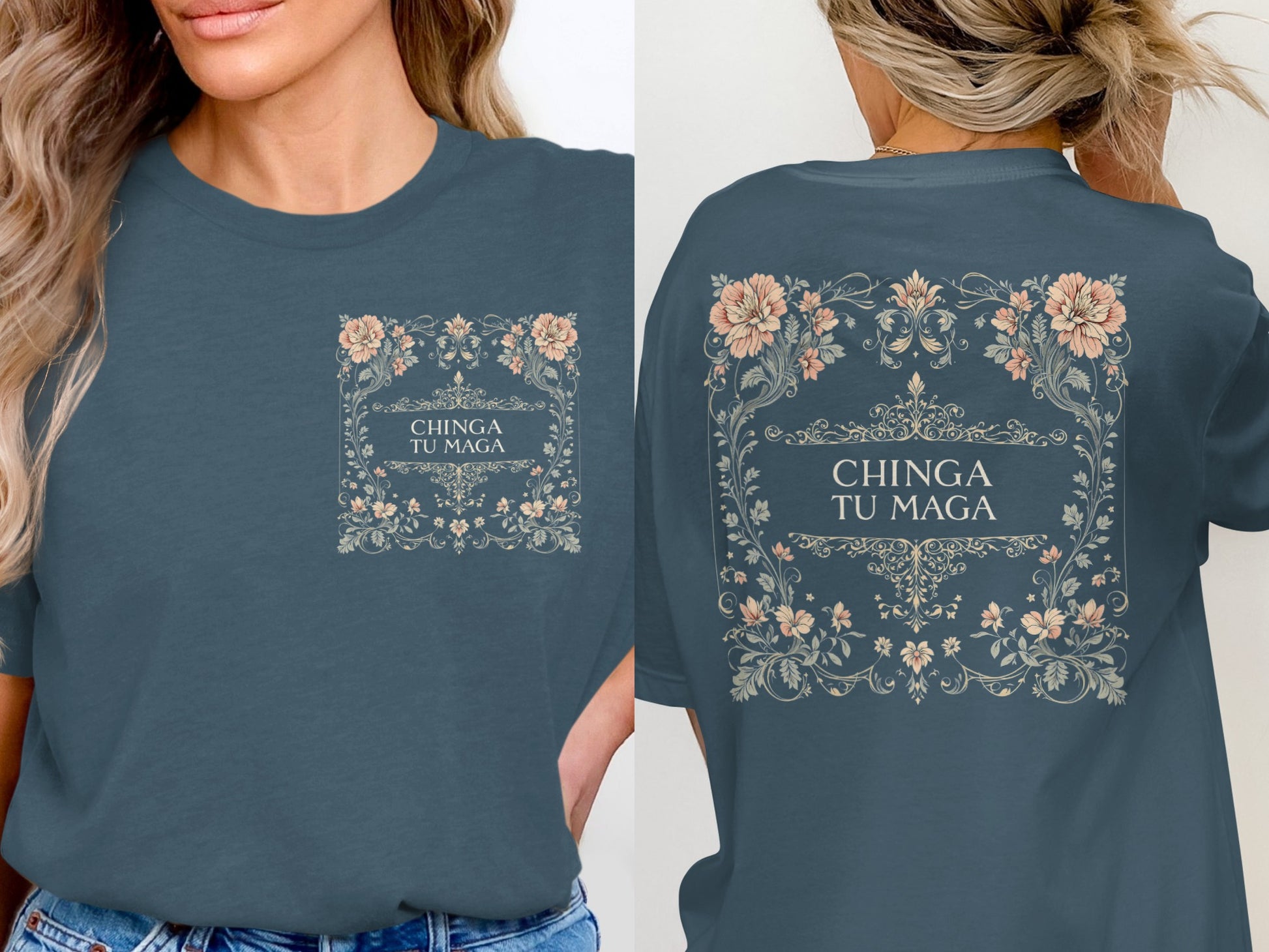 Stylish Floral Chinga Tu Maga Graphic T-Shirt Design
