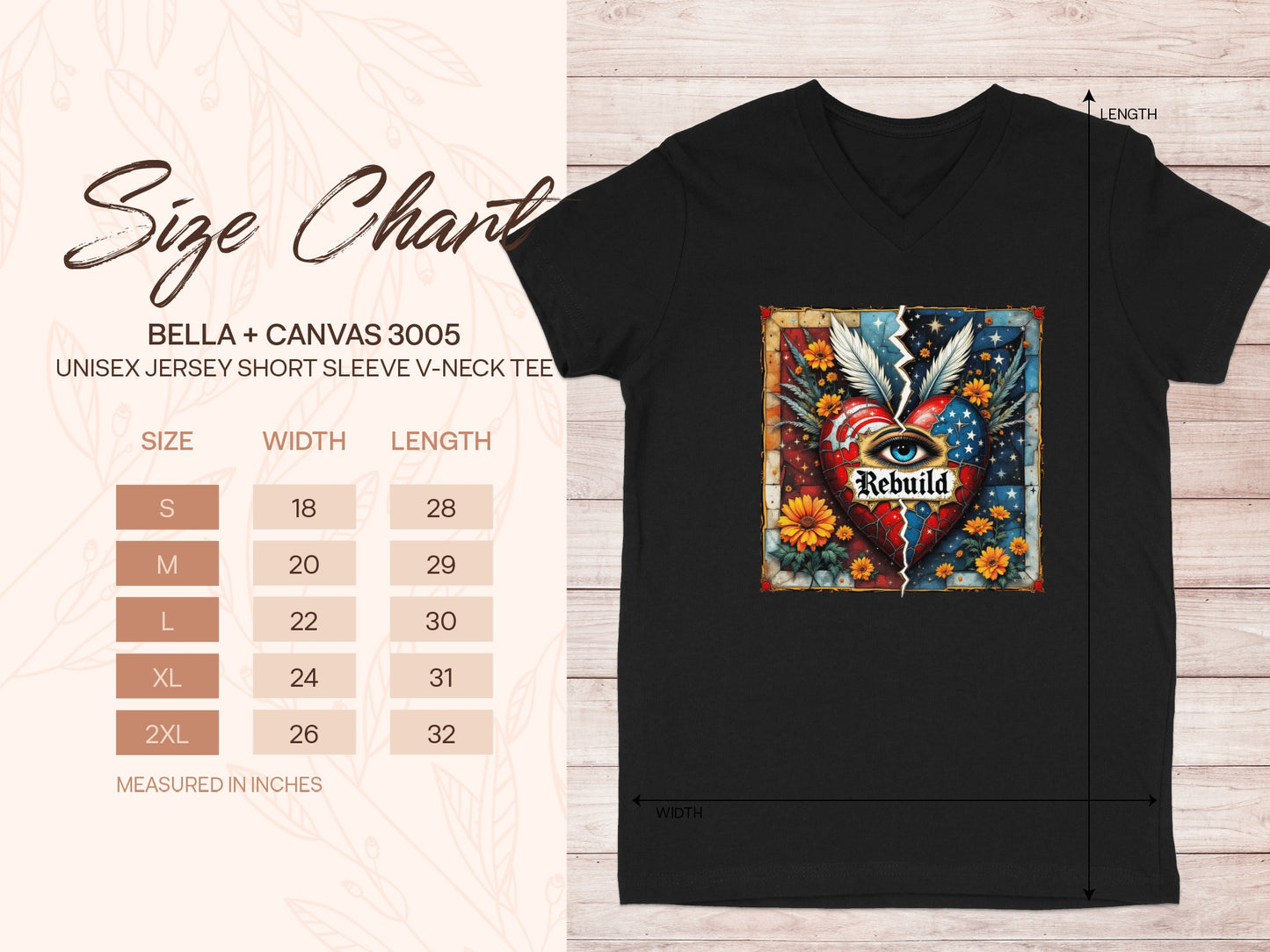 Rebuild Eagle Heart V Neck Tee Shirt Product