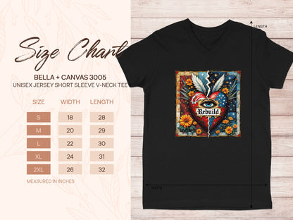 Rebuild Eagle Heart V Neck Tee Shirt Product