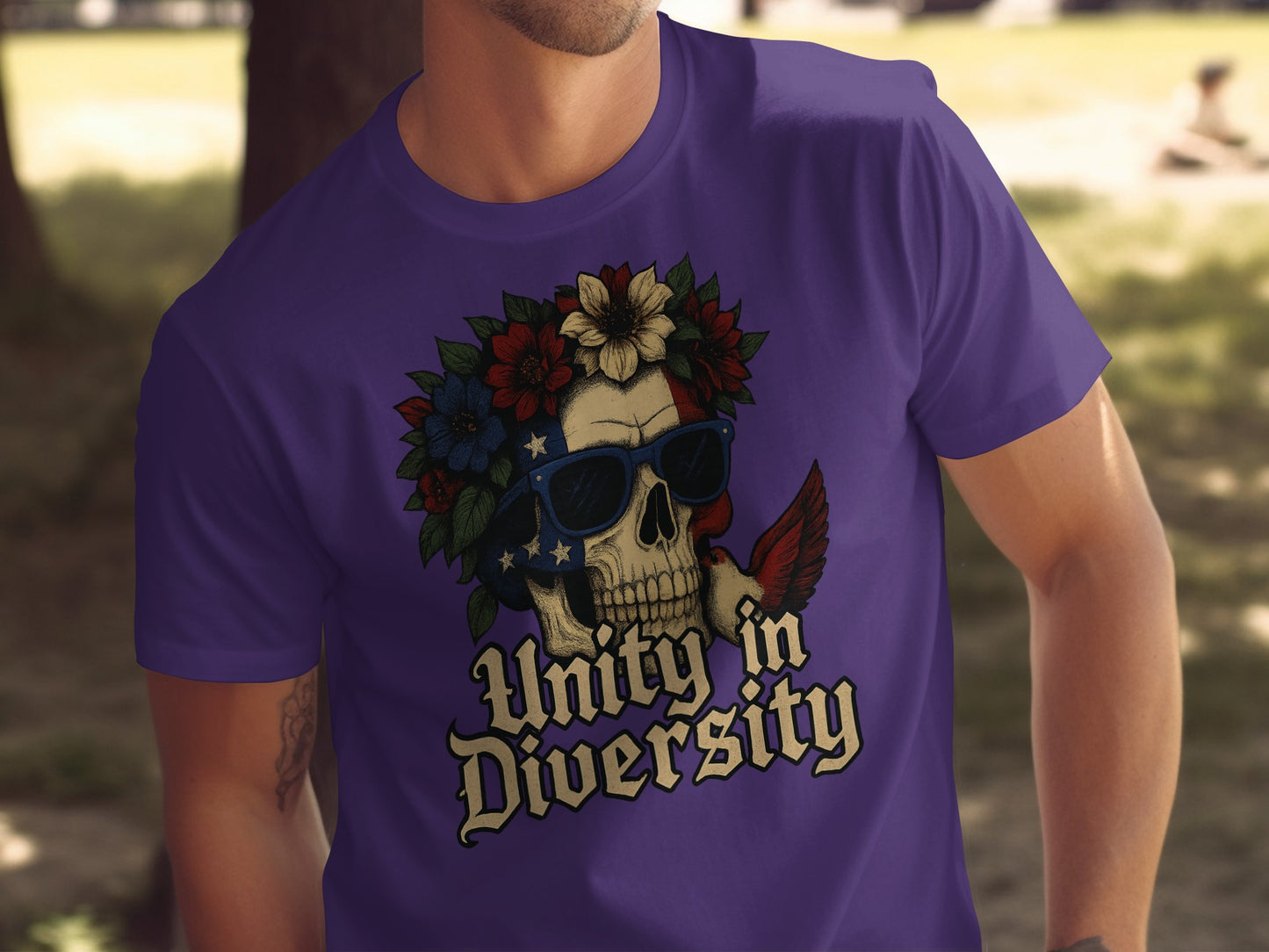 Unity in Diversity Skull Floral Graphic T-Shirt