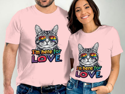 I'm Here for Love Cat Sunglasses Graphic T-Shirt product type