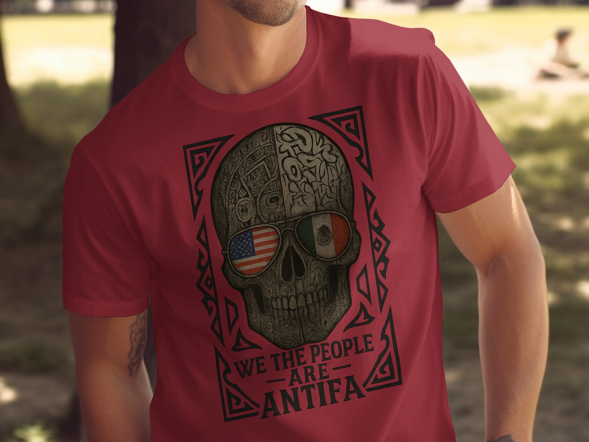 We The People Are Antifa Skull Red T-shirt
