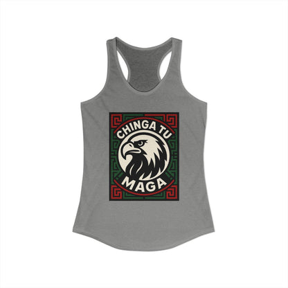 Chinga Tu Maga Gray Eagle Graphic Racerback Tank Top