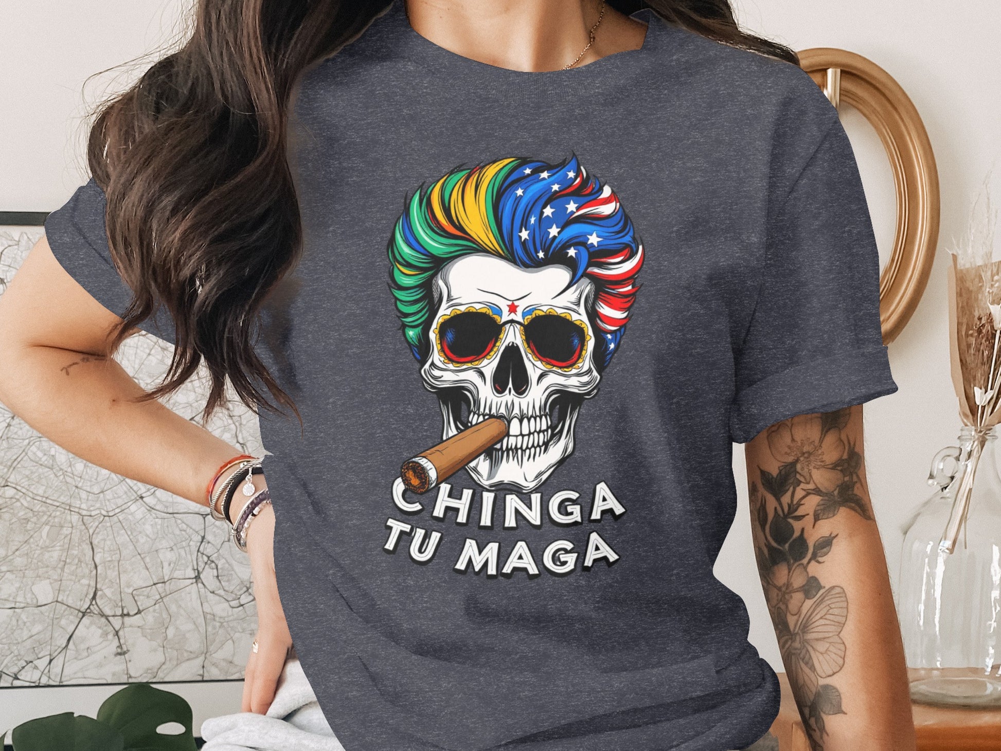 Colorful Skull Design With Sunglasses T-Shirt product