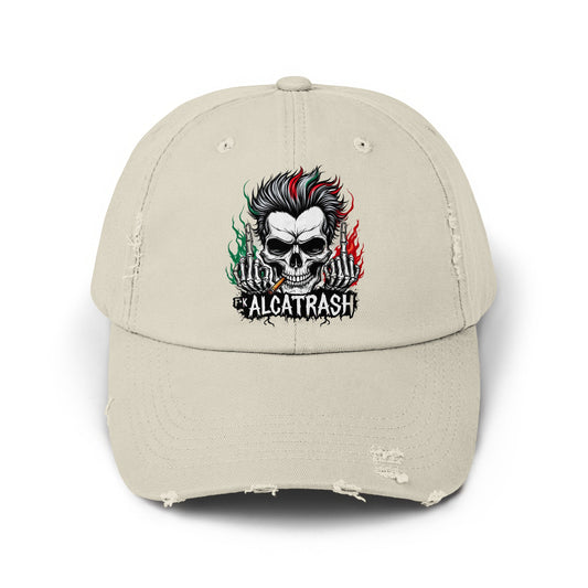 Distressed Cap with Alcatrash Skull Design Hat product