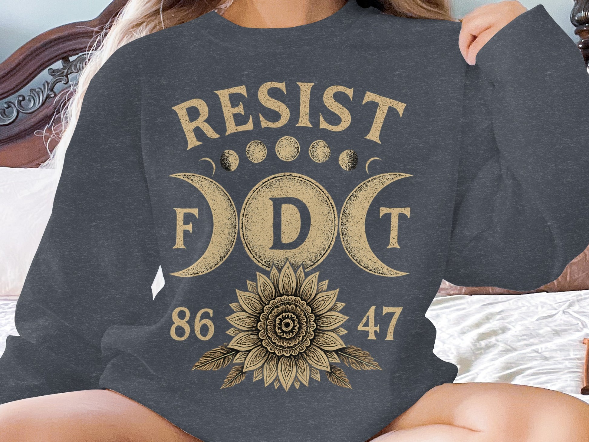Resist Moon Phases Symbol Graphic Sweatshirt product type