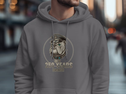 250 Years Devil Dog Hoodie Perfect for Celebrating Milestones
