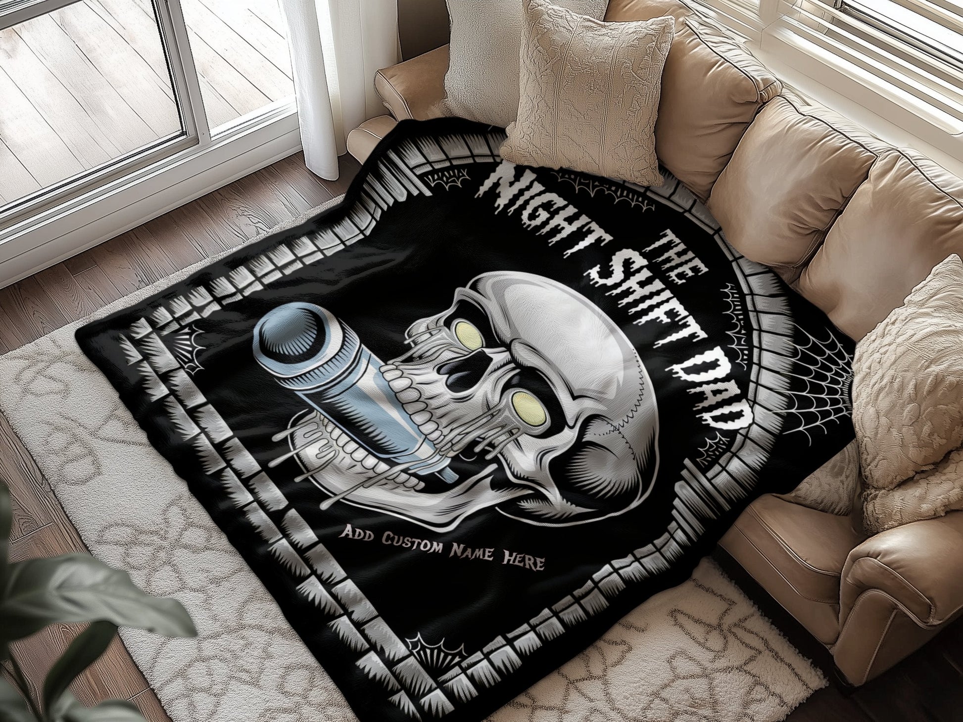 The Night Shift Dad Skull and Microphone Blanket product type