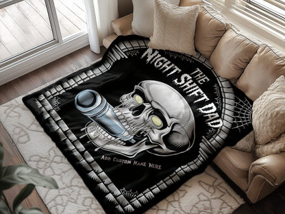 The Night Shift Dad Skull and Microphone Blanket product type