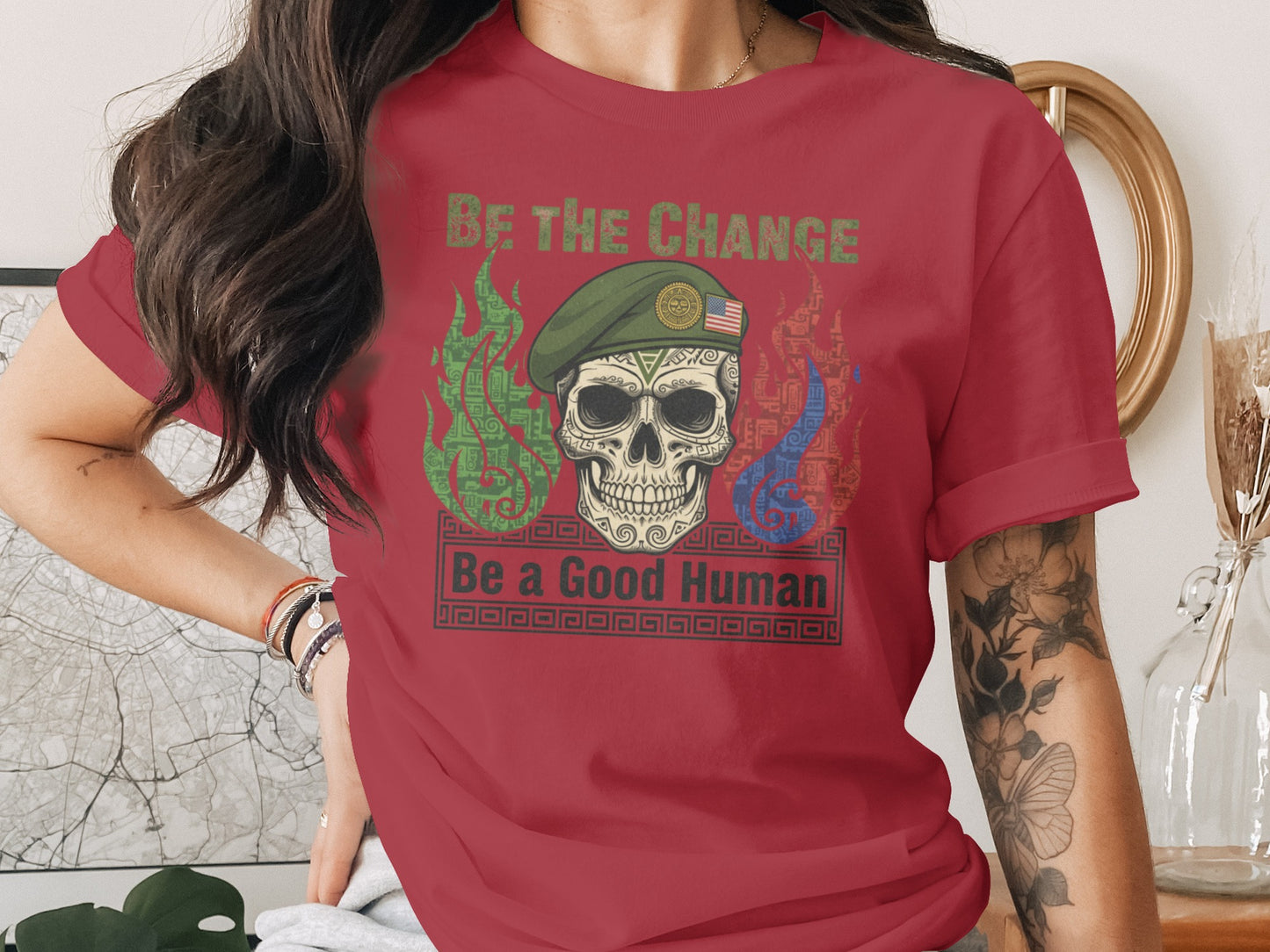 Be The Change Be a Good Human Skull T-shirt