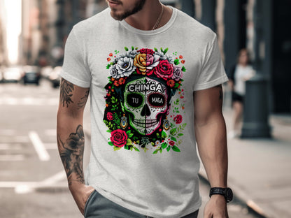 Colorful Skull Design Graphic Tee Shirt product