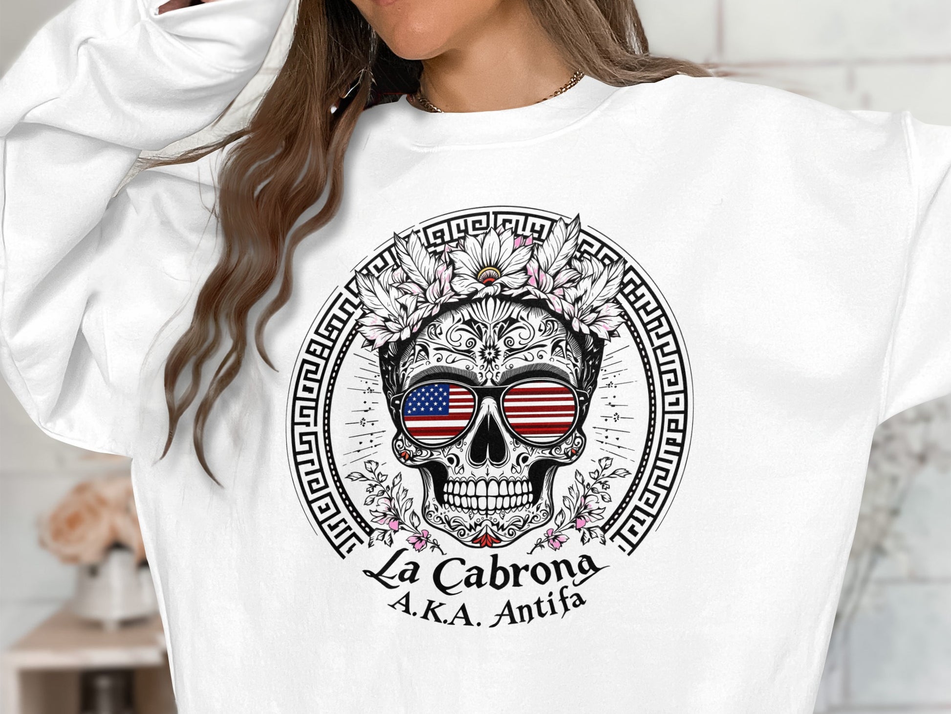 La Cabrona A.K.A. Antifa Skull Graphic Sweatshirt