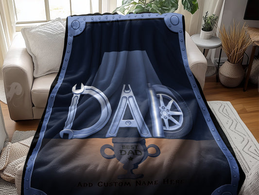 Best Dad Trophy Design Personalized Blanket product type