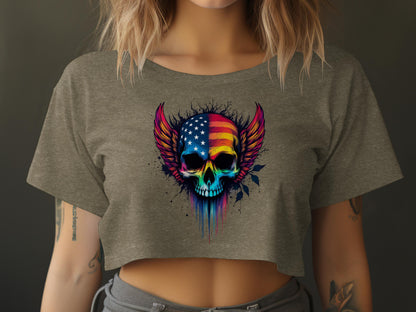 American Flag Skull Print Graphic Crop Top product