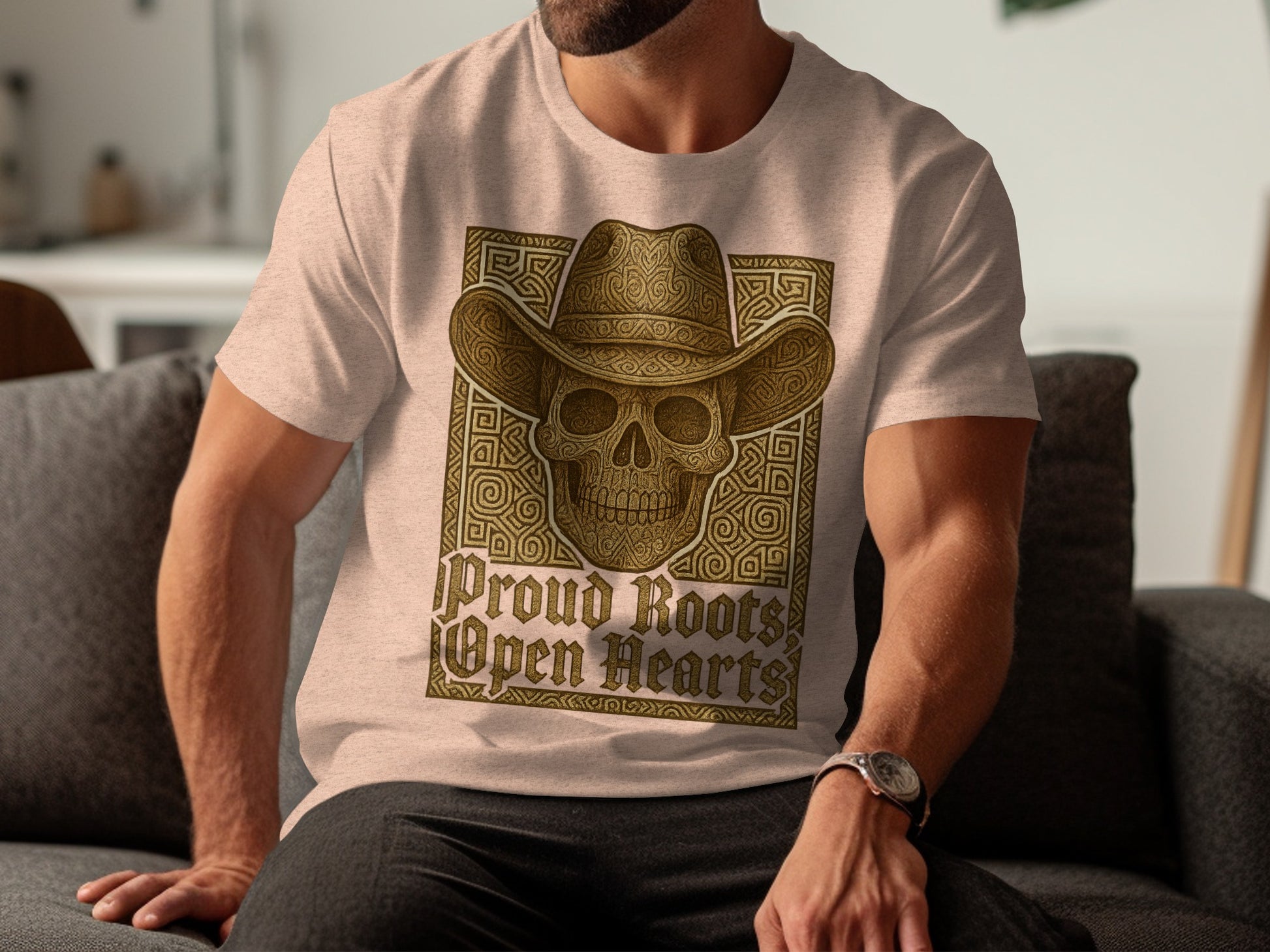 Proud Roots Open Hearts Skull Cowboy Hat Shirt